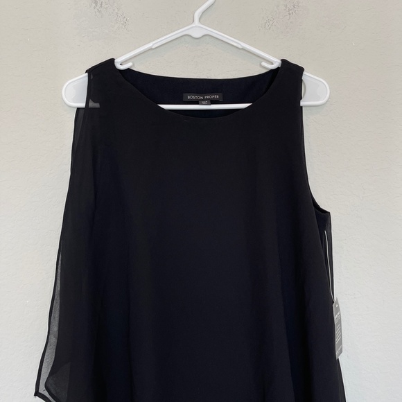 Boston Proper Dress Women's Size S Black Sleeveless Flow Chiffon Overlay - Picture 2 of 13